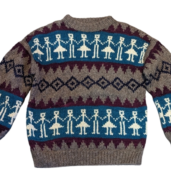 VTG Indigenous Sweater Nordic Print 100% Wool Pullover Sz XL  made in Ecuador - Picture 9 of 10